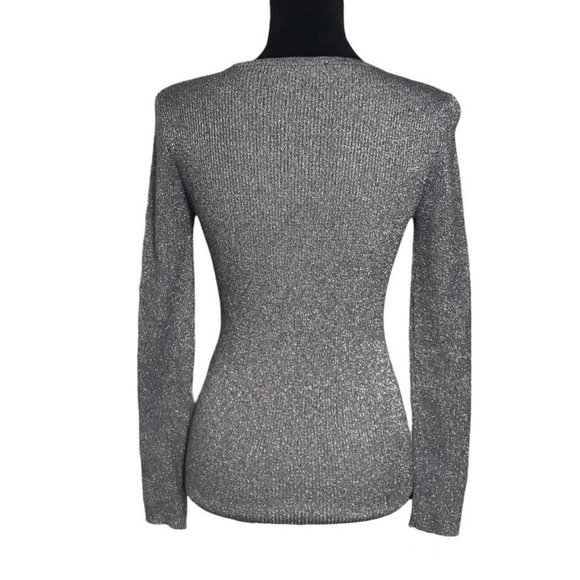 INC Women's Keyhole Knit Sweater in Gray Metallic - Size Small (NWT) - Picture 2 of 6